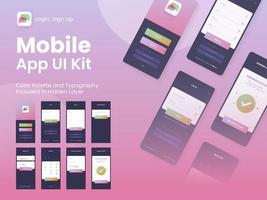mobil app ui, ux, gui layout med annorlunda logga in skärmar Inklusive konto tecken i, tecken upp och låsa skärmar för mottaglig hemsida trådram. vektor