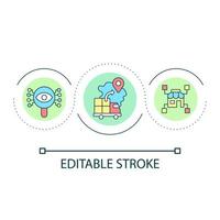 ai i logistik service slinga begrepp ikon. leverans organisation med digital teknologi. företag abstrakt aning tunn linje illustration. isolerat översikt teckning. redigerbar stroke vektor