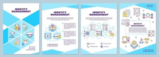 identitet förvaltning blå broschyr mall. användare tillgång. folder design med linjär ikoner. redigerbar 4 vektor layouter för presentation, årlig rapporter