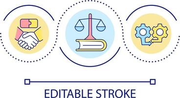 legal Zusammenarbeit Schleife Konzept Symbol. Geschäft Zusammenschluss und Integration. Konsolidierung abstrakt Idee dünn Linie Illustration. isoliert Gliederung Zeichnung. editierbar Schlaganfall vektor