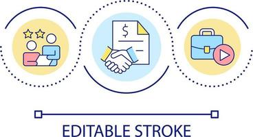 Komplett Deal Schleife Konzept Symbol. Geschäft Zusammenarbeit und Zusammenschluss. Lager Erwerb abstrakt Idee dünn Linie Illustration. isoliert Gliederung Zeichnung. editierbar Schlaganfall vektor