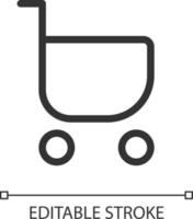 Einkaufen Wagen Pixel perfekt linear ui Symbol. Kauf Produkte, Dienstleistungen von Geschäft. gui, ux Design. Gliederung isoliert Benutzer Schnittstelle Element zum App und Netz. editierbar Schlaganfall vektor