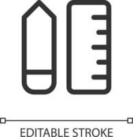 Schreibwaren Pixel perfekt linear ui Symbol. Kaufen das Wesentliche zum Schule, Büro. zurück zu Schule. gui, ux Design. Gliederung isoliert Benutzer Schnittstelle Element zum App und Netz. editierbar Schlaganfall vektor