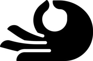 Meditation Mudra schwarz Glyphe Symbol. berühren Daumen und Index Finger. Italienisch Hand Geste. Körper Sprache. Silhouette Symbol auf Weiß Raum. solide Piktogramm. Vektor isoliert Illustration