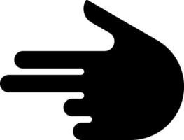 finger pistol svart glyf ikon. barn fantasi. flirta tecken stil. hand gest. imiterar handeldvapen. silhuett symbol på vit Plats. fast piktogram. vektor isolerat illustration