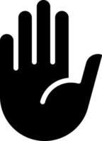 sluta gest svart glyf ikon. förbud och restriktion signal. kropp språk medvetenhet. säkerhet tecken. silhuett symbol på vit Plats. fast piktogram. vektor isolerat illustration