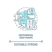 geotermisk värme pumps blå begrepp ikon. vatten omlopp. typ av geotermisk energi abstrakt aning tunn linje illustration. isolerat översikt teckning. redigerbar stroke vektor