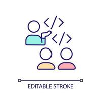 kodning Träning rgb Färg ikon. anställd utbildning. få Kompetens och kunskap. programmering språk lektioner. isolerat vektor illustration. enkel fylld linje teckning. redigerbar stroke