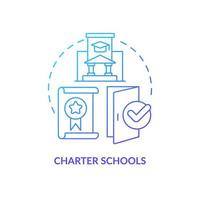 Charta Schulen Blau Gradient Konzept Symbol. Regierung Finanzierung. lehrreich Bedienung Anbieter abstrakt Idee dünn Linie Illustration. isoliert Gliederung Zeichnung vektor