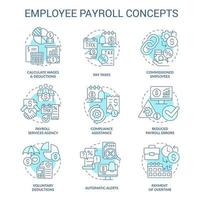 anställd löner turkos begrepp ikoner uppsättning. arbetstagare lön för jobb. ersättning aning tunn linje Färg illustrationer. isolerat symboler. redigerbar stroke vektor
