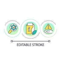 Sök information handla om ekologi slinga begrepp ikon. kolla upp företag hållbarhet. miljörevision abstrakt aning tunn linje illustration. isolerat översikt teckning. redigerbar stroke vektor