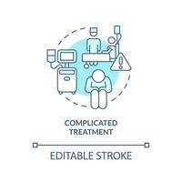 komplicerad behandling blå begrepp ikon. kronisk vård förvaltning utmaning abstrakt aning tunn linje illustration. isolerat översikt teckning. redigerbar stroke vektor