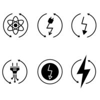 förnybar energi vektor ikon uppsättning. grön energi illustration tecken samling. elektricitet symbol.