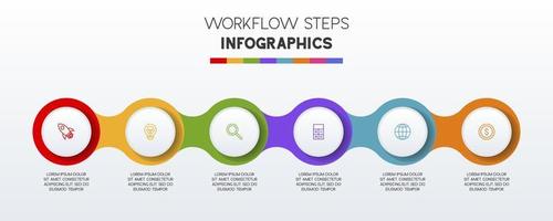 Infografiken Design Vorlage und Symbole mit 6 Optionen oder 6 Schritte vektor