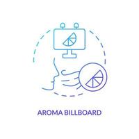 Aroma Plakatwand Blau Gradient Konzept Symbol. Duft Marketing Art abstrakt Idee dünn Linie Illustration. Werbung Technik. bemerkbar Duft. isoliert Gliederung Zeichnung vektor