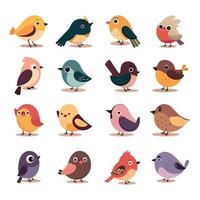 Sammlung von Vögel Symbol im eben Stil. vektor