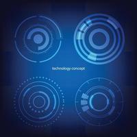 Technologie Konzept. hud Kreis Benutzer Schnittstelle auf Blau Hintergrund. Kreis Elemente zum Daten Infografiken. einstellen von sci fi modern Benutzer Schnittstelle Elemente. vektor