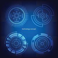 teknologi begrepp. hud cirkel användare gränssnitt på blå bakgrund. cirkel element för data infografik. uppsättning av sci fi modern användare gränssnitt element. vektor