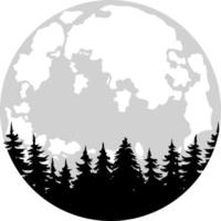 voll Mond und Wald Vektor Illustration. wild Natur Symbol. voll Mond unterzeichnen. Wald Logo.