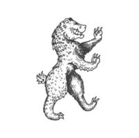 Bär mittelalterlich heraldisch Tier skizzieren Symbol vektor