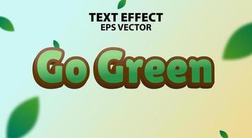 gehen Grün 3d editierbar Text Wirkung. Grafik Stil bewirken geeignet zum Umgebung Veranstaltung mögen speichern Erde vektor