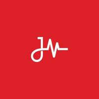 Brief j oder jm und Herz schlagen Logo oder Symbol Design vektor