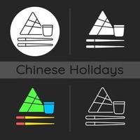 kinesiska ätpinnar mörk tema ikon vektor