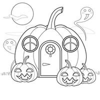 pumpa tecknad serie hus halloween färg sida barn aktivitet vektor