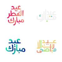 eid Mubarak Gruß Karte mit handgemalt Arabisch Kalligraphie vektor