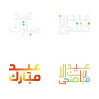 festlich eid Mubarak wünscht sich mit Bürste Schlaganfall Kalligraphie vektor