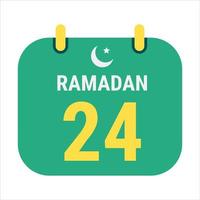 24 .. Ramadan feiern mit Weiß und golden Halbmond Monde. und Englisch Ramadan Text. vektor