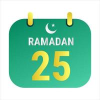 25 Ramadan feiern mit Weiß und golden Halbmond Monde. und Englisch Ramadan Text. vektor