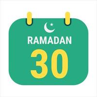 30 Ramadan feiern mit Weiß und golden Halbmond Monde. und Englisch Ramadan Text. vektor