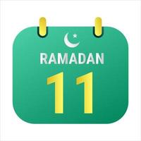 11 .. Ramadan feiern mit Weiß und golden Halbmond Monde. und Englisch Ramadan Text. vektor