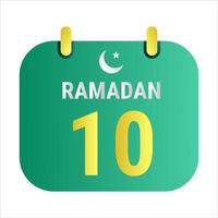 10 .. Ramadan feiern mit Weiß und golden Halbmond Monde. und Englisch Ramadan Text. vektor