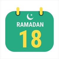 18 .. Ramadan feiern mit Weiß und golden Halbmond Monde. und Englisch Ramadan Text. vektor