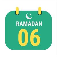 6:e ramadan fira med vit och gyllene halvmåne månar. och engelsk ramadan text. vektor