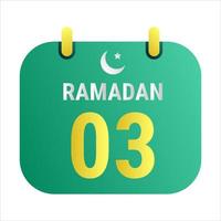 Countdown zu 3 .. Ramadan feiern mit Weiß und golden Halbmond Monde. und Englisch Ramadan Text. vektor