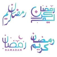Vektor Illustration von Gradient Ramadan kareem Arabisch Kalligraphie zum Muslim Grüße.