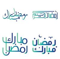 lutning grön och blå ramadan kareem vektor illustration med traditionell arabicum kalligrafi.