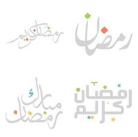 Arabisch Kalligraphie Ramadan kareem wünscht sich zum islamisch Fasten Monat. vektor