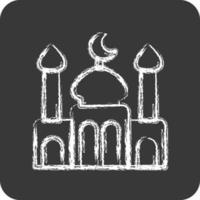 Symbol Moschee. verbunden zu eid al adha Symbol. Kreide Stil. einfach Design editierbar. einfach Illustration vektor