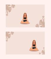 Geschäft Karte Vorlage ohne Text zum Yoga Salon, Meditation und Fitness Studio. Mädchen im gesichtslos Lotus Position. Hintergrund mit ein Mädchen im das Lotus Position. vektor