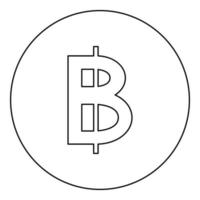 Symbol baht Thailand Geld Kasse Währung Zeichen Symbol im Kreis runden schwarz Farbe Vektor Illustration Bild Gliederung Kontur Linie dünn Stil