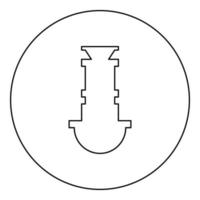 Siphon Installation Armaturen Kanal ablassen unter sinken Kanalisation Symbol im Kreis runden schwarz Farbe Vektor Illustration Bild Gliederung Kontur Linie dünn Stil