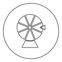 Rad von Vermögen Glücklich Roulette Spinnen Spiel Chance Konzept Symbol im Kreis runden schwarz Farbe Vektor Illustration Bild Gliederung Kontur Linie dünn Stil