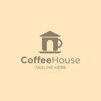kaffe hus logotyp med kopp av kaffe och tak ikon symbol fri vektor