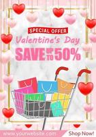 Valentinstag Shopping Sale Grußkarte Banner vektor