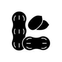 Erdnuss schwarz Glyphen Symbol vektor
