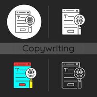 SEO Copywriting dunkles Thema Symbol vektor